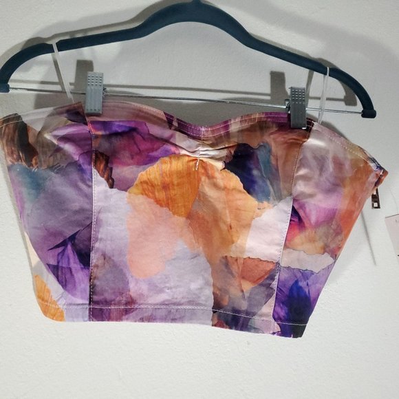 GUESS Carnivale Wash Bustier Crop Top L - Picture 3 of 7